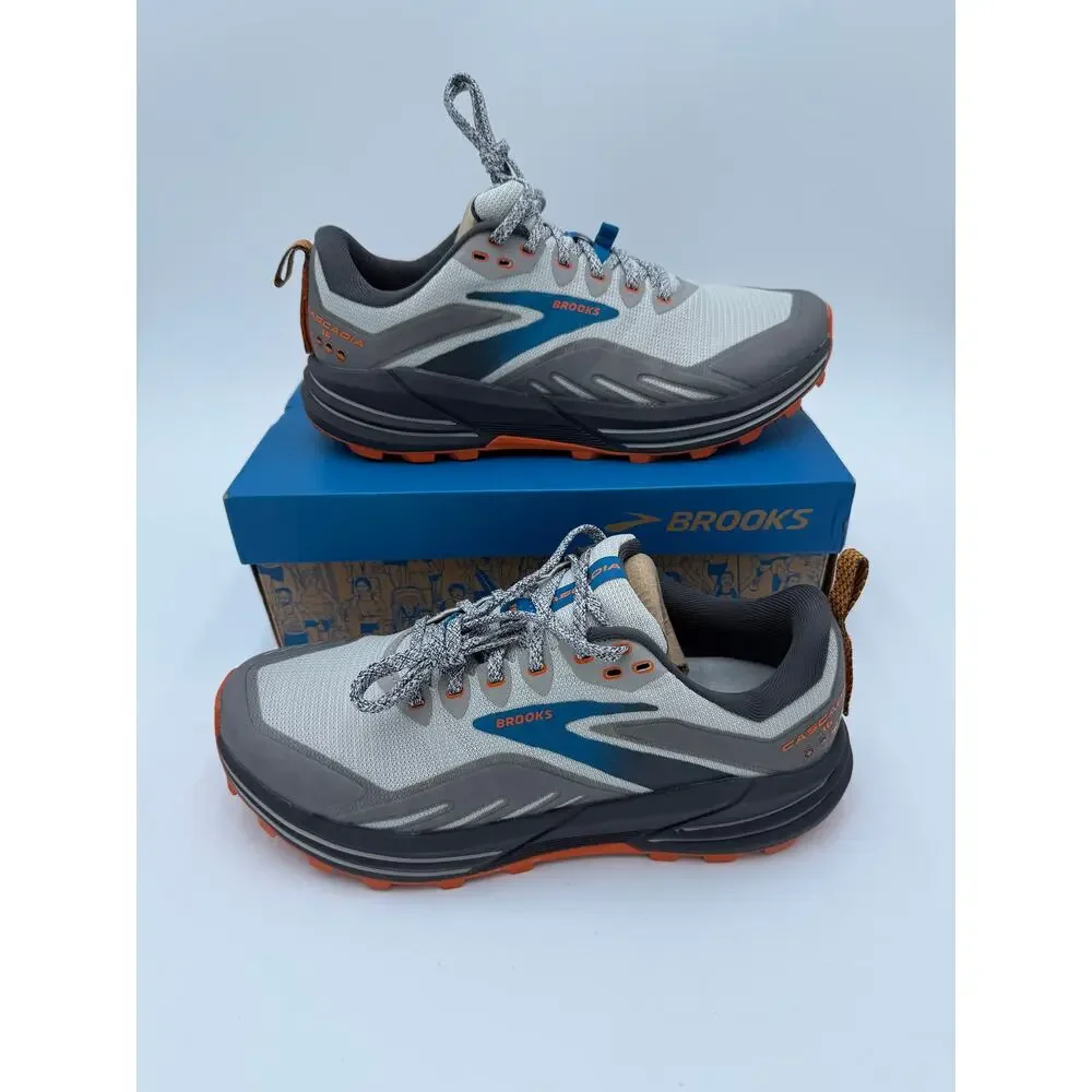 NEW Brooks Men's Cascadia 16 Trail Running Shoe-Oyster Mushroom/Alloy/Orange-Sz8